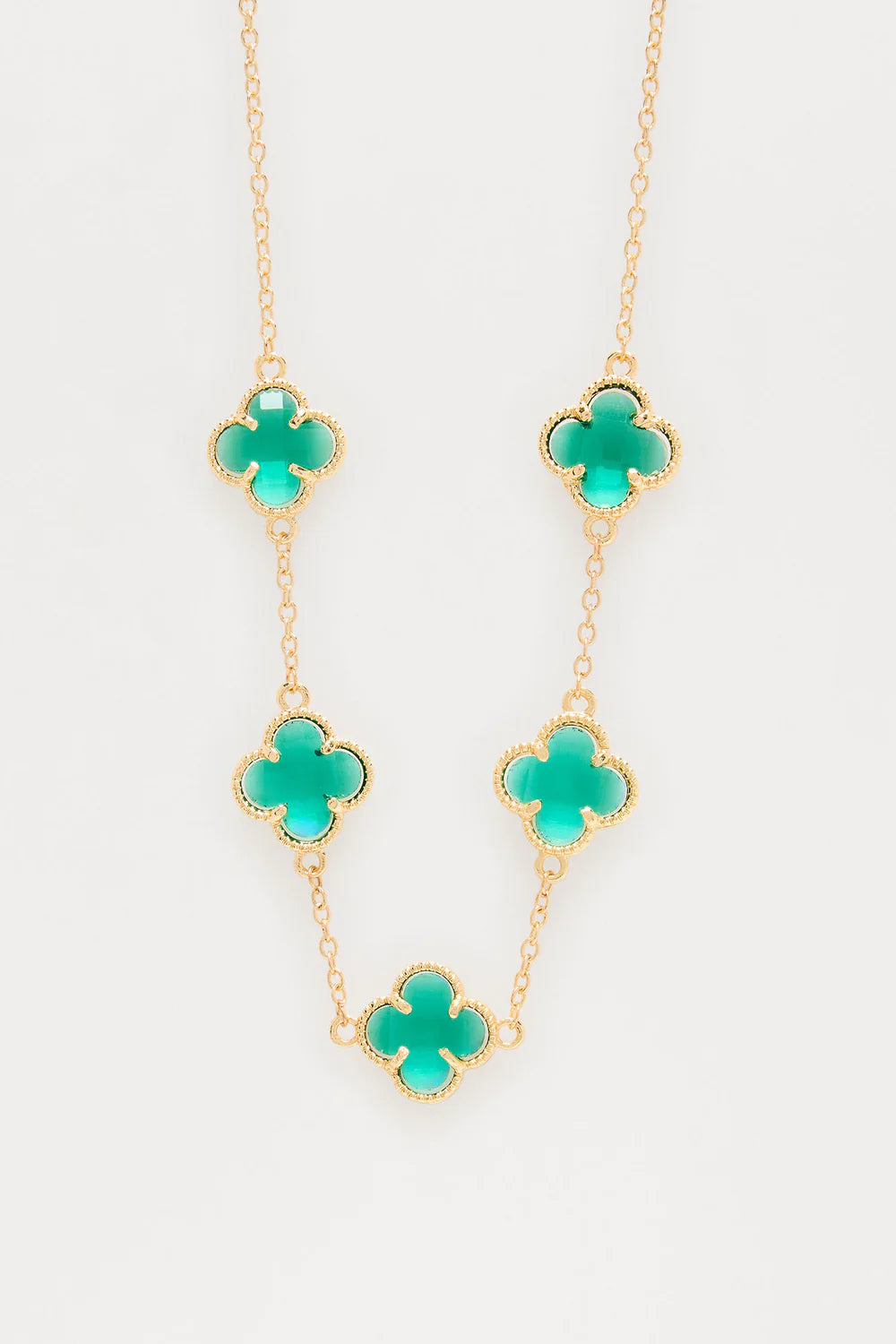 Lucky Clover Single Chain Necklace - Gold/Green