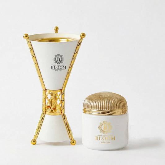 BLOOM with Kena – Luxury Bakhoor & Burner Set (WHITE)