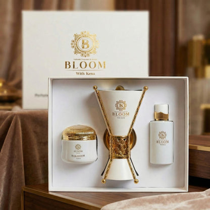 Bloom Luxury Bakhoor Set with Perfume & Burner | Oud Floral Gift Set